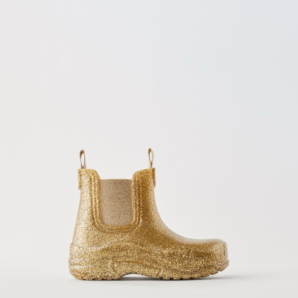 Zara toddler Gold Glitter rain Boots